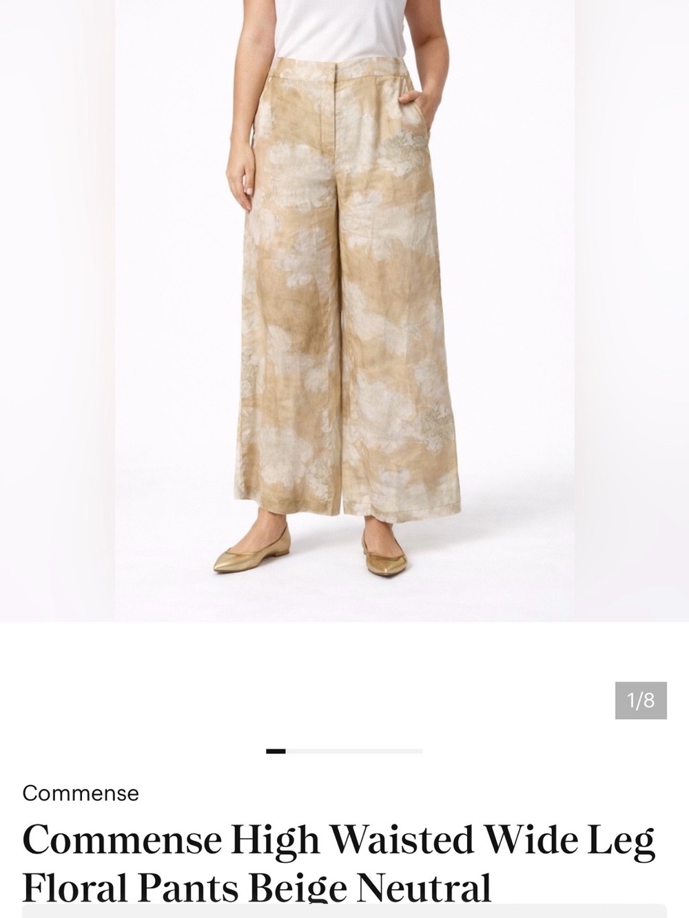 Commense Neutral Beige High-Waisted Wide Leg Pants